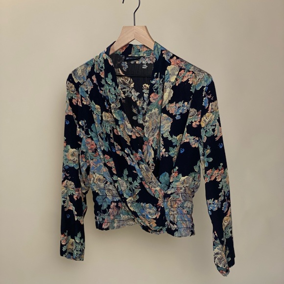 Vintage floral faux wrap top - Picture 1 of 7